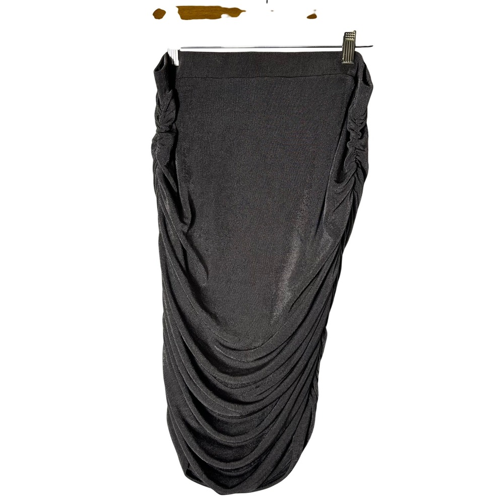 Michael Costello x Revolve NWT Skirt XL Ruched Midi Light Gray Shimmer Bodycon